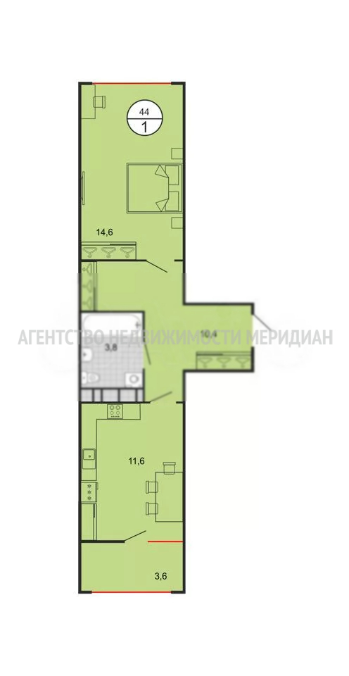 Продажа 1-комнатной квартиры, Михайловск, Князевский переулок,  д.91
